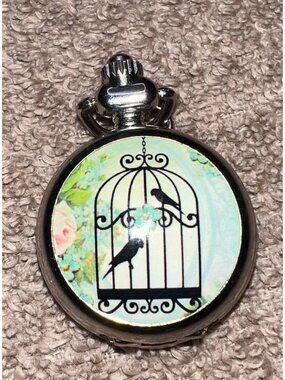 Vintage Birdcage-Themed Pendant only With Floral Background Steampunk Decorative